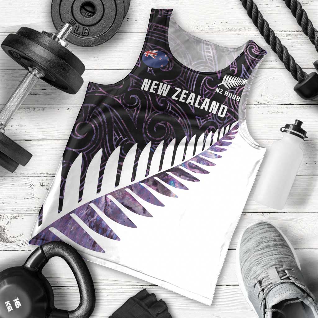 New Zealand Silver Fern Rugby Custom Men Tank Top Go All Black Purple Maori Paua Shell - Aussie Hoodie