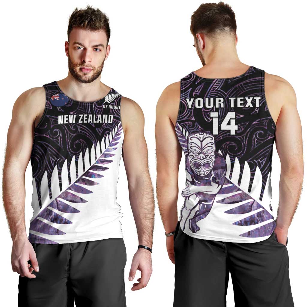 New Zealand Silver Fern Rugby Custom Men Tank Top Go All Black Purple Maori Paua Shell - Aussie Hoodie