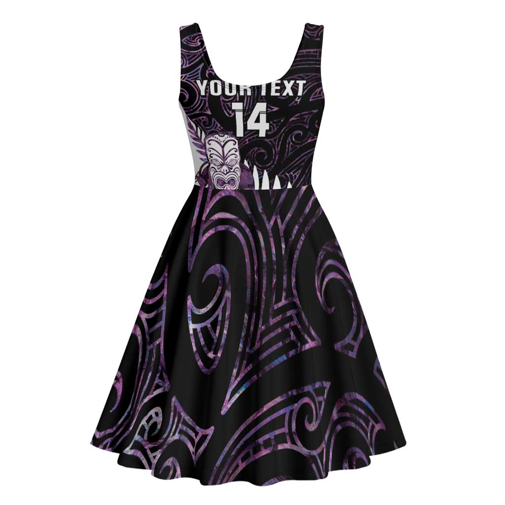 New Zealand Silver Fern Rugby Custom Midi Dress Go All Black Purple Maori Paua Shell - Aussie Hoodie