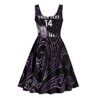New Zealand Silver Fern Rugby Custom Midi Dress Go All Black Purple Maori Paua Shell - Aussie Hoodie