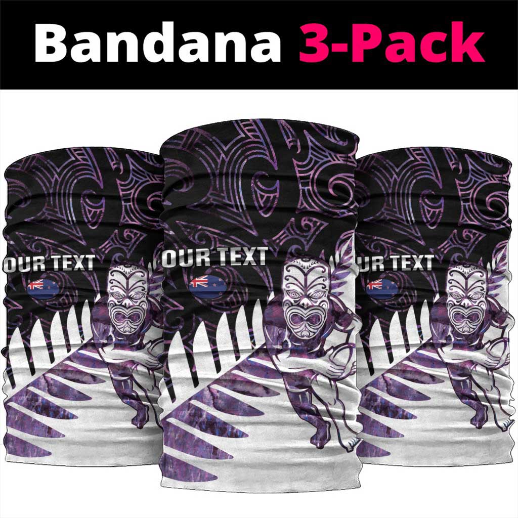 New Zealand Silver Fern Rugby Custom Neck Gaiter Go All Black Purple Maori Paua Shell - Aussie Hoodie