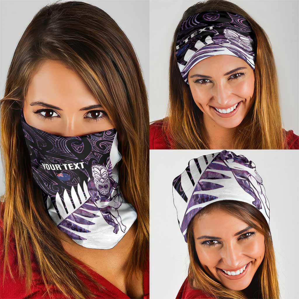 New Zealand Silver Fern Rugby Custom Neck Gaiter Go All Black Purple Maori Paua Shell - Aussie Hoodie