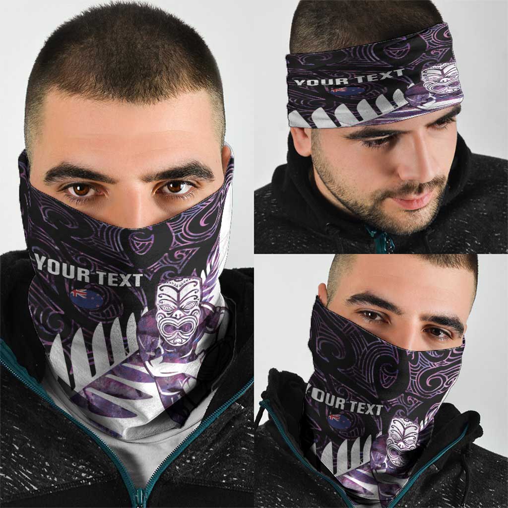 New Zealand Silver Fern Rugby Custom Neck Gaiter Go All Black Purple Maori Paua Shell - Aussie Hoodie