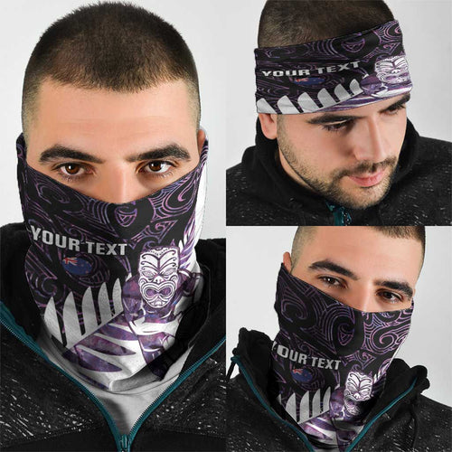 New Zealand Silver Fern Rugby Custom Neck Gaiter Go All Black Purple Maori Paua Shell - Aussie Hoodie