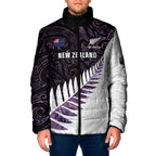 New Zealand Silver Fern Rugby Custom Padded Jacket Go All Black Purple Maori Paua Shell - Aussie Hoodie