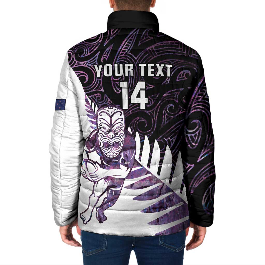 New Zealand Silver Fern Rugby Custom Padded Jacket Go All Black Purple Maori Paua Shell - Aussie Hoodie