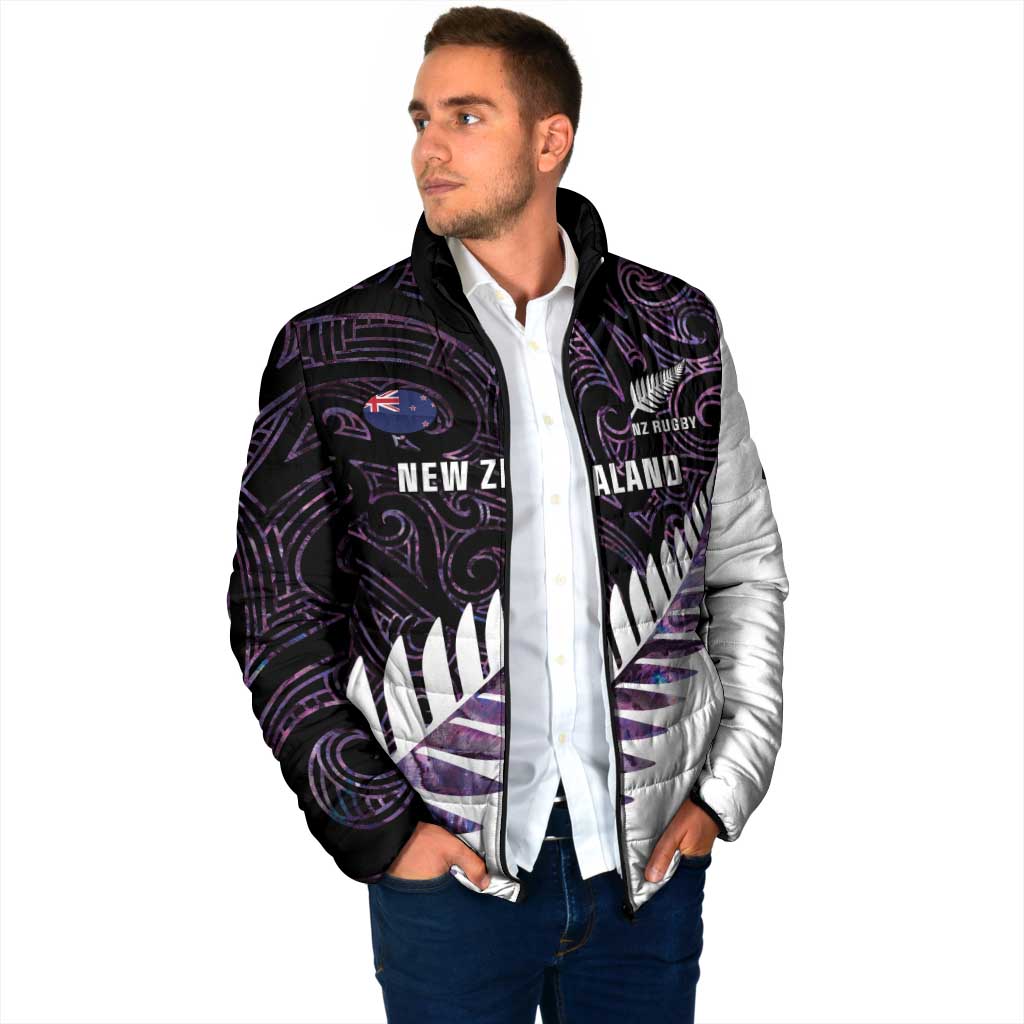 New Zealand Silver Fern Rugby Custom Padded Jacket Go All Black Purple Maori Paua Shell - Aussie Hoodie