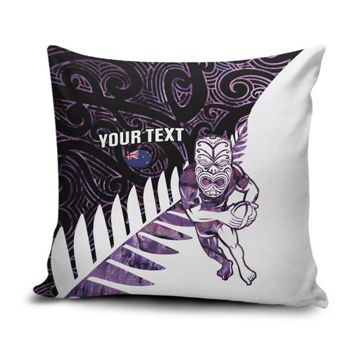 New Zealand Silver Fern Rugby Custom Pillow Cover Go All Black Purple Maori Paua Shell - Aussie Hoodie