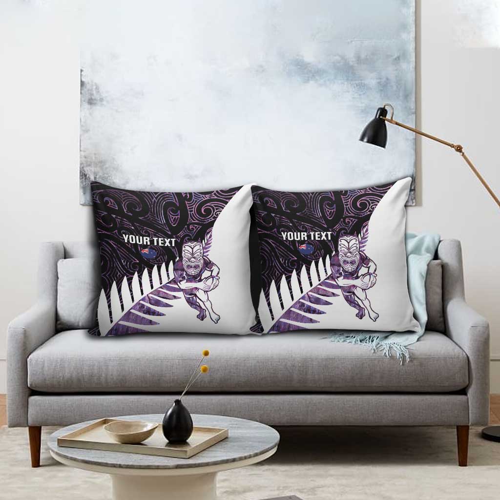 New Zealand Silver Fern Rugby Custom Pillow Cover Go All Black Purple Maori Paua Shell - Aussie Hoodie