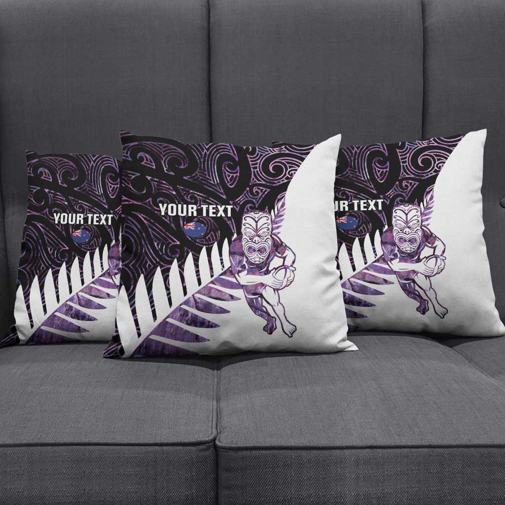 New Zealand Silver Fern Rugby Custom Pillow Cover Go All Black Purple Maori Paua Shell - Aussie Hoodie