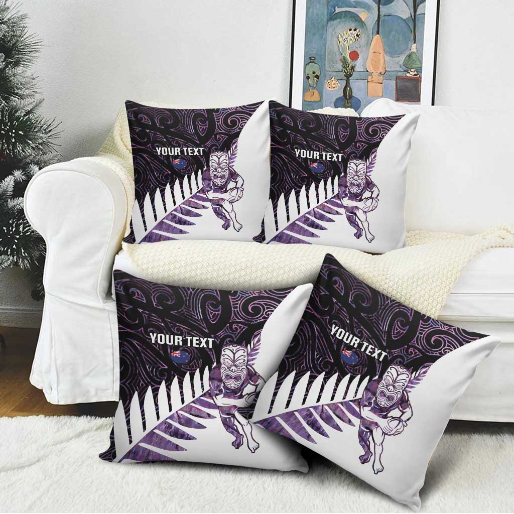 New Zealand Silver Fern Rugby Custom Pillow Cover Go All Black Purple Maori Paua Shell - Aussie Hoodie