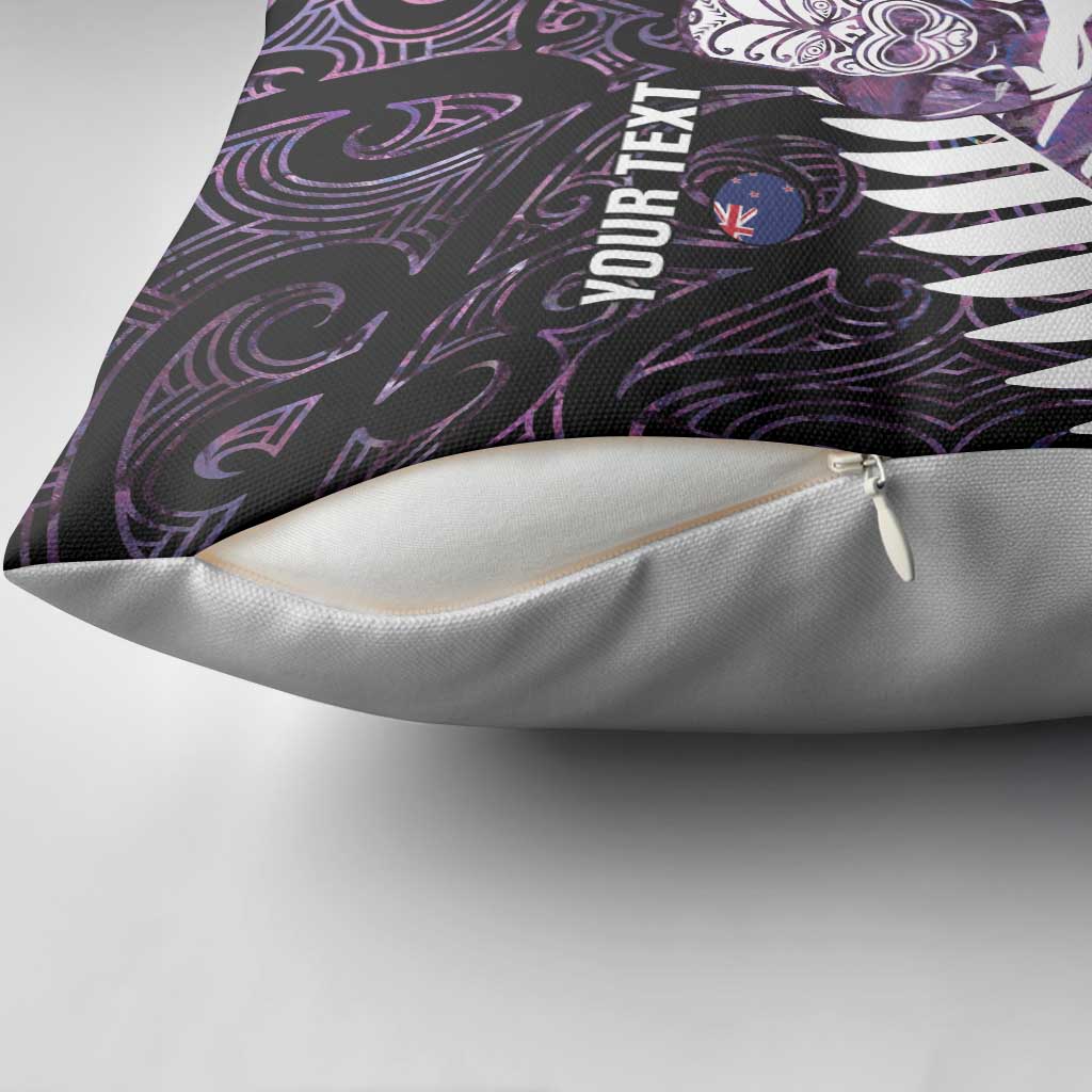 New Zealand Silver Fern Rugby Custom Pillow Cover Go All Black Purple Maori Paua Shell - Aussie Hoodie