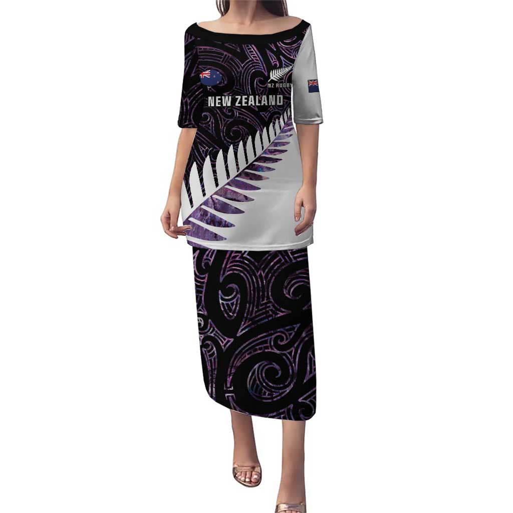 New Zealand Silver Fern Rugby Custom Puletasi Go All Black Purple Maori Paua Shell - Aussie Hoodie