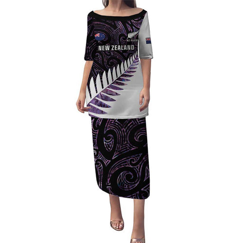New Zealand Silver Fern Rugby Custom Puletasi Go All Black Purple Maori Paua Shell - Aussie Hoodie