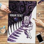 New Zealand Silver Fern Rugby Custom Puzzle Go All Black Purple Maori Paua Shell - Aussie Hoodie