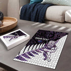 New Zealand Silver Fern Rugby Custom Puzzle Go All Black Purple Maori Paua Shell - Aussie Hoodie