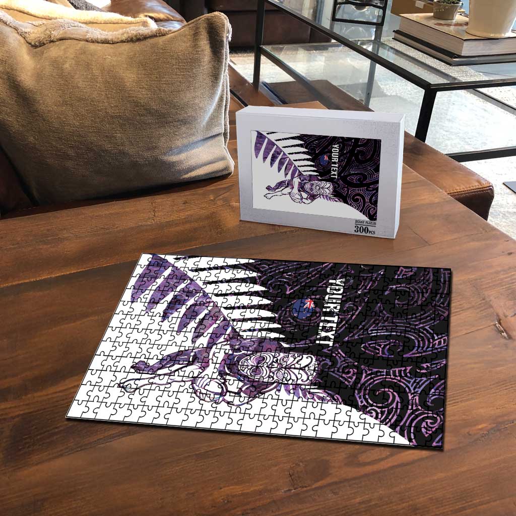 New Zealand Silver Fern Rugby Custom Puzzle Go All Black Purple Maori Paua Shell - Aussie Hoodie