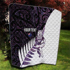 New Zealand Silver Fern Rugby Custom Quilt Go All Black Purple Maori Paua Shell - Aussie Hoodie