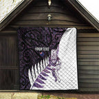 New Zealand Silver Fern Rugby Custom Quilt Go All Black Purple Maori Paua Shell - Aussie Hoodie