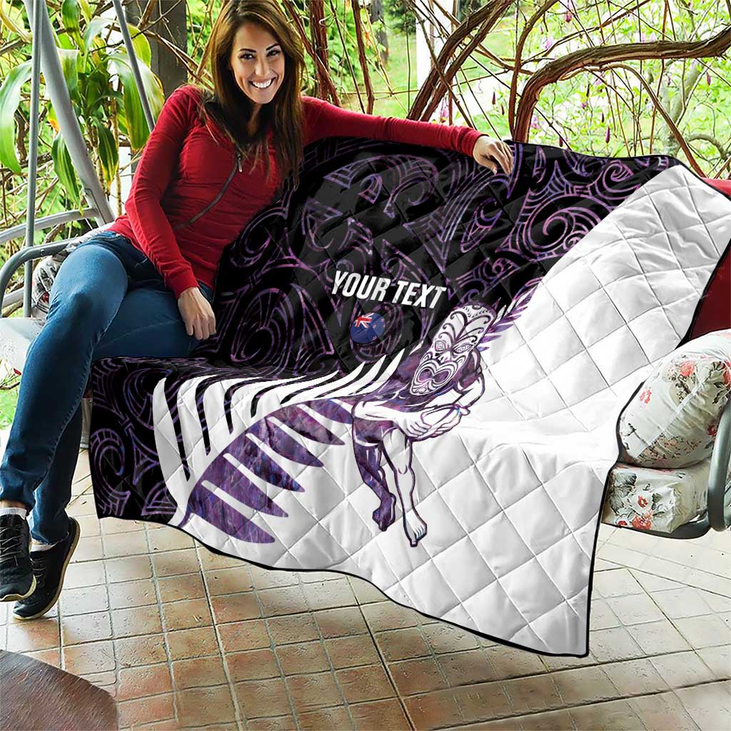New Zealand Silver Fern Rugby Custom Quilt Go All Black Purple Maori Paua Shell - Aussie Hoodie