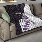 New Zealand Silver Fern Rugby Custom Quilt Go All Black Purple Maori Paua Shell - Aussie Hoodie