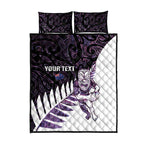 New Zealand Silver Fern Rugby Custom Quilt Bed Set Go All Black Purple Maori Paua Shell - Aussie Hoodie