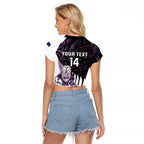 New Zealand Silver Fern Rugby Custom Raglan Cropped T Shirt Go All Black Purple Maori Paua Shell - Aussie Hoodie