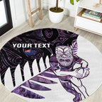 New Zealand Silver Fern Rugby Custom Round Carpet Go All Black Purple Maori Paua Shell - Aussie Hoodie