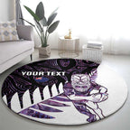 New Zealand Silver Fern Rugby Custom Round Carpet Go All Black Purple Maori Paua Shell - Aussie Hoodie