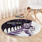 New Zealand Silver Fern Rugby Custom Round Carpet Go All Black Purple Maori Paua Shell - Aussie Hoodie