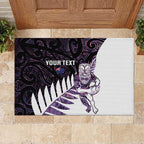 New Zealand Silver Fern Rugby Custom Rubber Doormat Go All Black Purple Maori Paua Shell - Aussie Hoodie