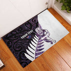 New Zealand Silver Fern Rugby Custom Rubber Doormat Go All Black Purple Maori Paua Shell - Aussie Hoodie