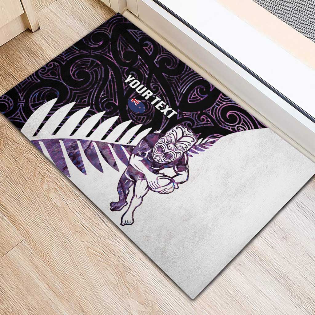 New Zealand Silver Fern Rugby Custom Rubber Doormat Go All Black Purple Maori Paua Shell - Aussie Hoodie