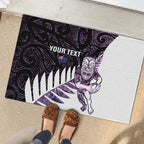 New Zealand Silver Fern Rugby Custom Rubber Doormat Go All Black Purple Maori Paua Shell - Aussie Hoodie