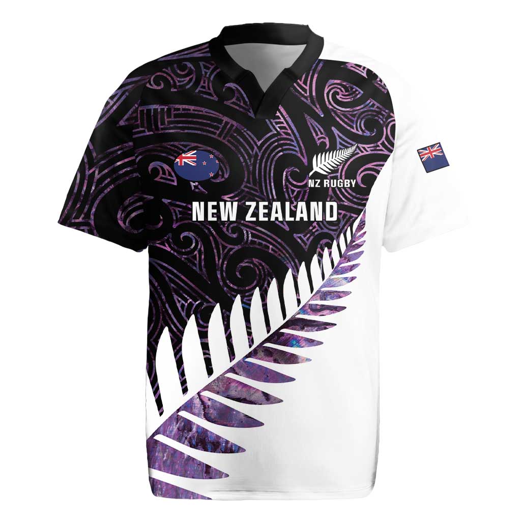 New Zealand Silver Fern Rugby Custom Rugby Jersey Go All Black Purple Maori Paua Shell - Aussie Hoodie
