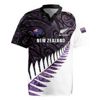 New Zealand Silver Fern Rugby Custom Rugby Jersey Go All Black Purple Maori Paua Shell - Aussie Hoodie