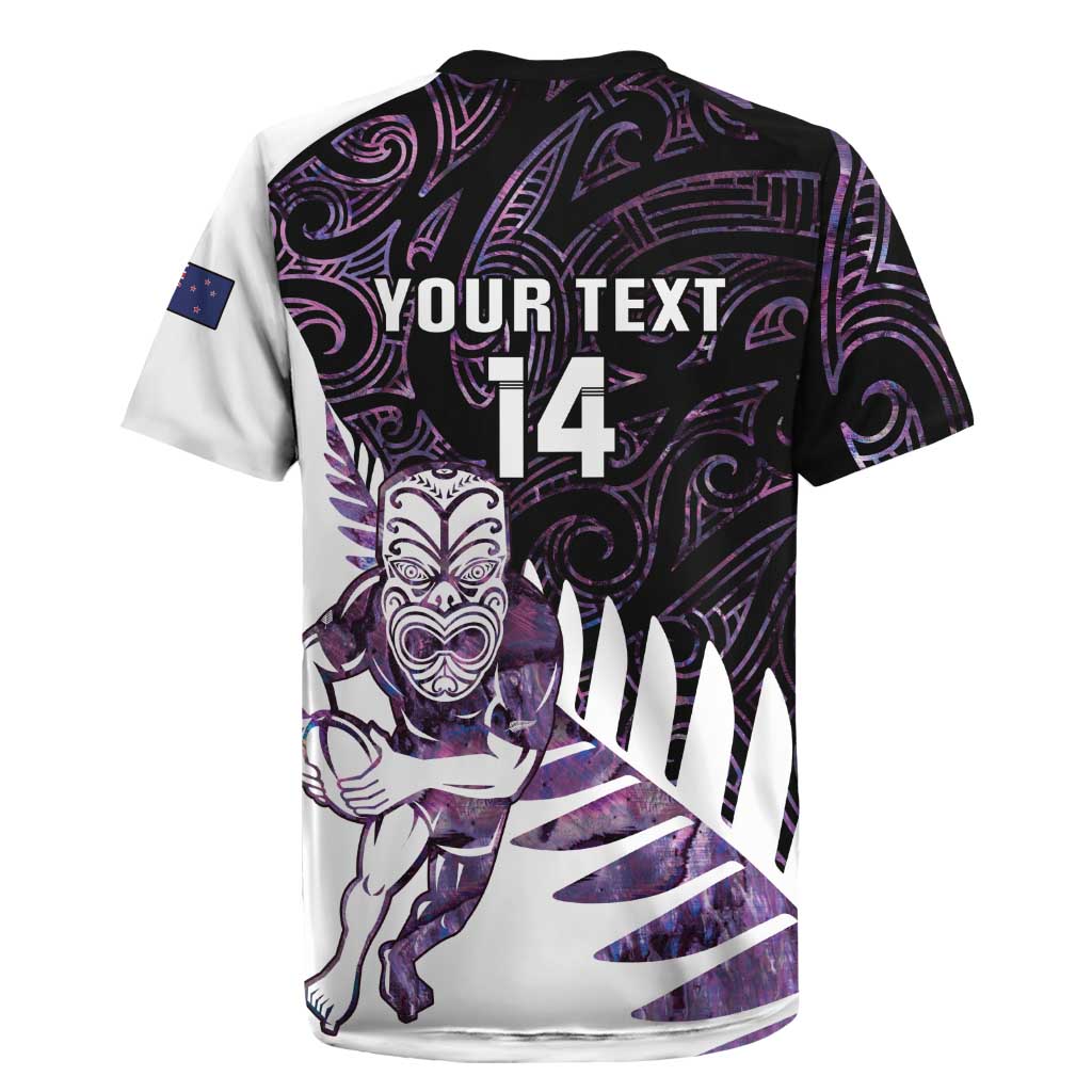 New Zealand Silver Fern Rugby Custom Rugby Jersey Go All Black Purple Maori Paua Shell - Aussie Hoodie