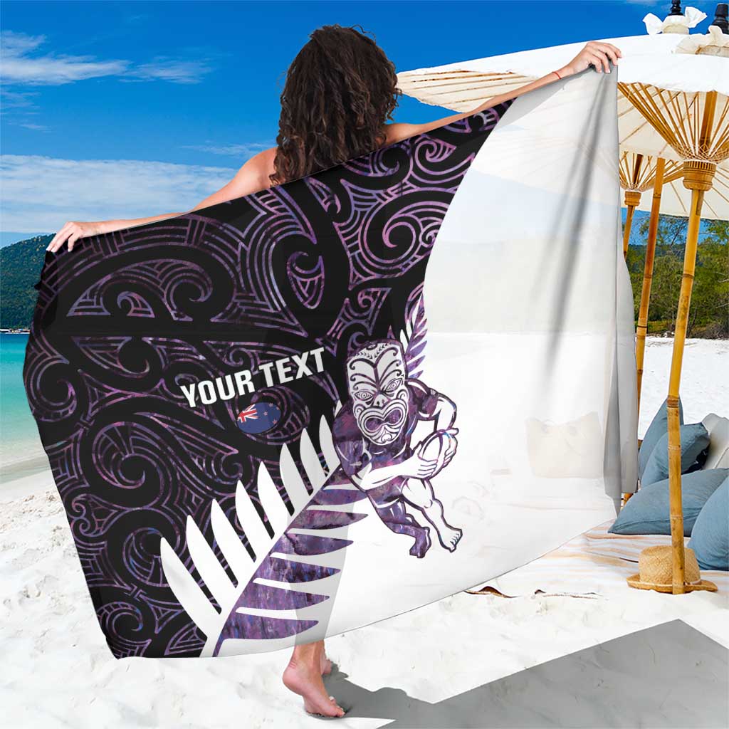 New Zealand Silver Fern Rugby Custom Sarong Go All Black Purple Maori Paua Shell - Aussie Hoodie