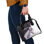 New Zealand Silver Fern Rugby Custom Shoulder Handbag Go All Black Purple Maori Paua Shell - Aussie Hoodie
