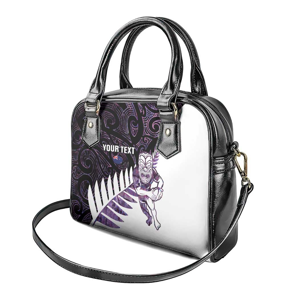 New Zealand Silver Fern Rugby Custom Shoulder Handbag Go All Black Purple Maori Paua Shell - Aussie Hoodie