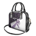 New Zealand Silver Fern Rugby Custom Shoulder Handbag Go All Black Purple Maori Paua Shell - Aussie Hoodie