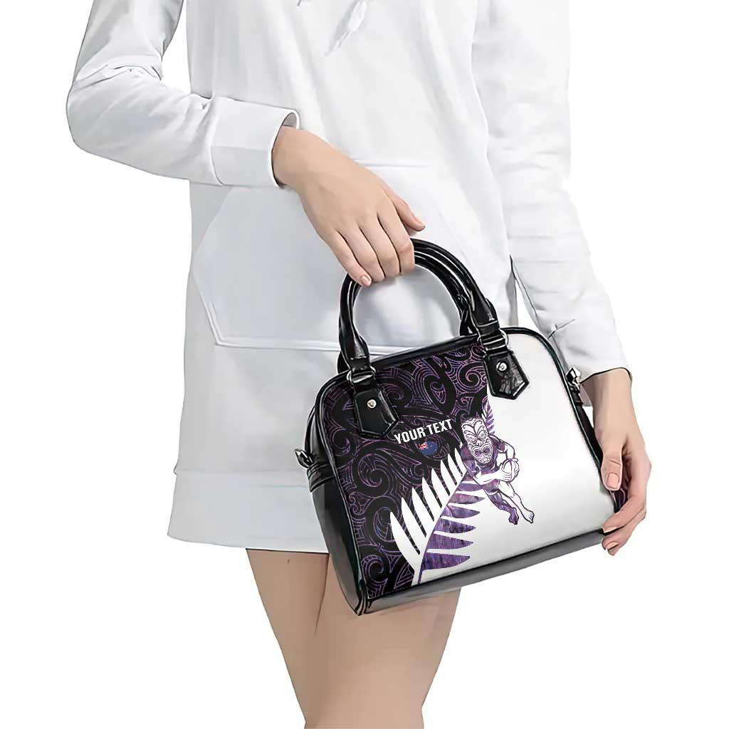 New Zealand Silver Fern Rugby Custom Shoulder Handbag Go All Black Purple Maori Paua Shell - Aussie Hoodie