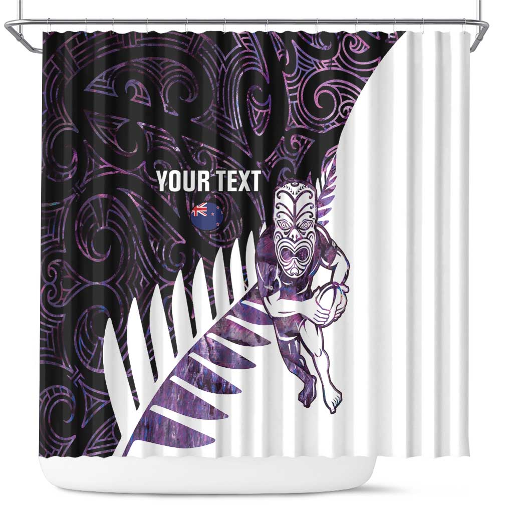 New Zealand Silver Fern Rugby Custom Shower Curtain Go All Black Purple Maori Paua Shell - Aussie Hoodie