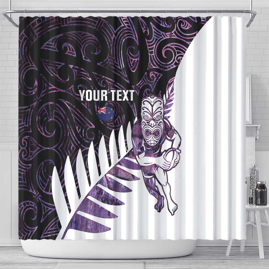 New Zealand Silver Fern Rugby Custom Shower Curtain Go All Black Purple Maori Paua Shell - Aussie Hoodie