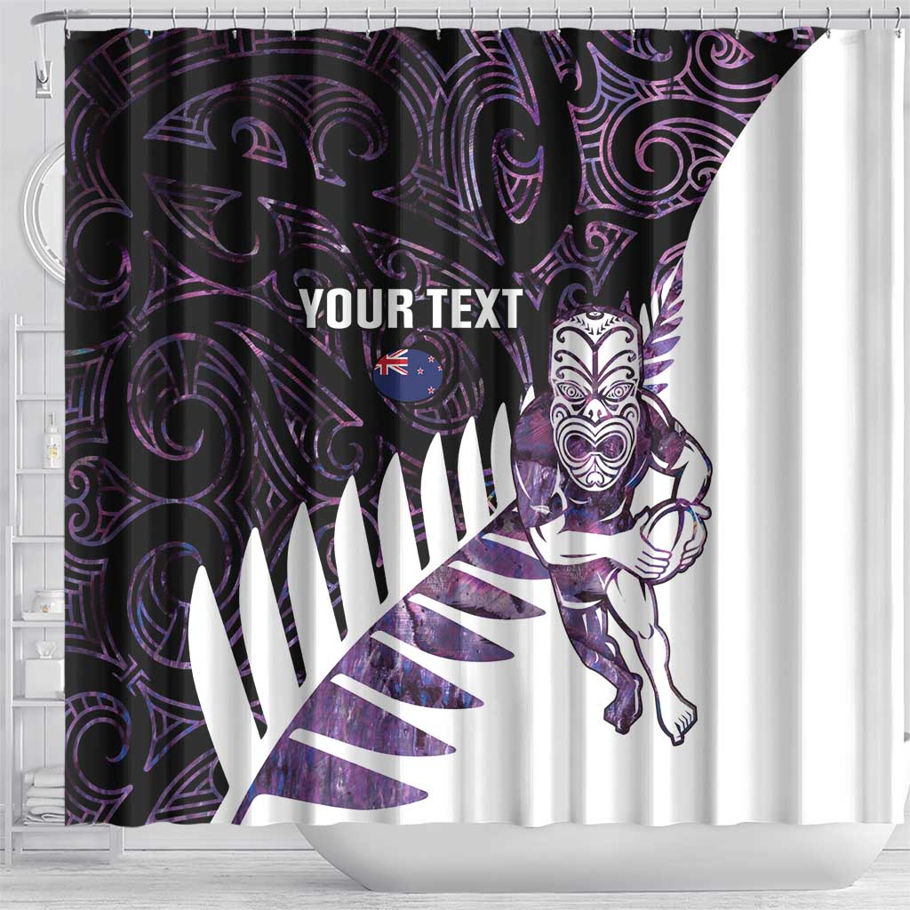 New Zealand Silver Fern Rugby Custom Shower Curtain Go All Black Purple Maori Paua Shell - Aussie Hoodie