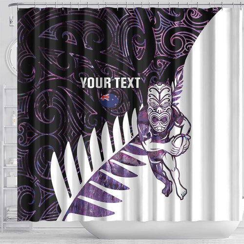 New Zealand Silver Fern Rugby Custom Shower Curtain Go All Black Purple Maori Paua Shell - Aussie Hoodie