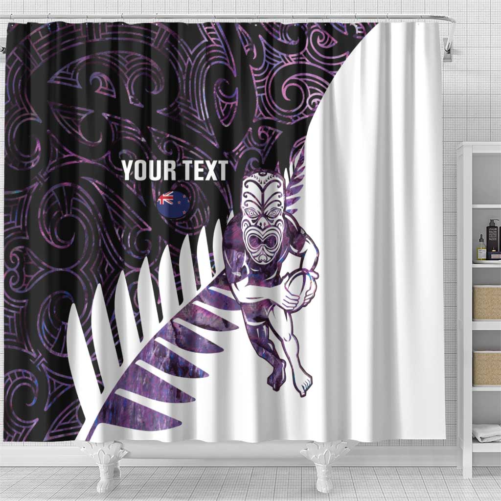 New Zealand Silver Fern Rugby Custom Shower Curtain Go All Black Purple Maori Paua Shell - Aussie Hoodie