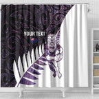 New Zealand Silver Fern Rugby Custom Shower Curtain Go All Black Purple Maori Paua Shell - Aussie Hoodie