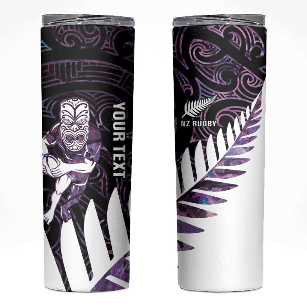 New Zealand Silver Fern Rugby Custom Skinny Tumbler Go All Black Purple Maori Paua Shell - Aussie Hoodie