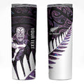 New Zealand Silver Fern Rugby Custom Skinny Tumbler Go All Black Purple Maori Paua Shell - Aussie Hoodie